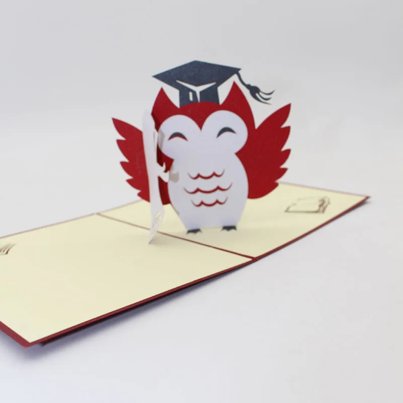  1pcs 3D Creative Doctor Hat Scissor Cut Crafts DIY Wedding Party Greet Cards Cute Owl Birthday Invi - 32987240326