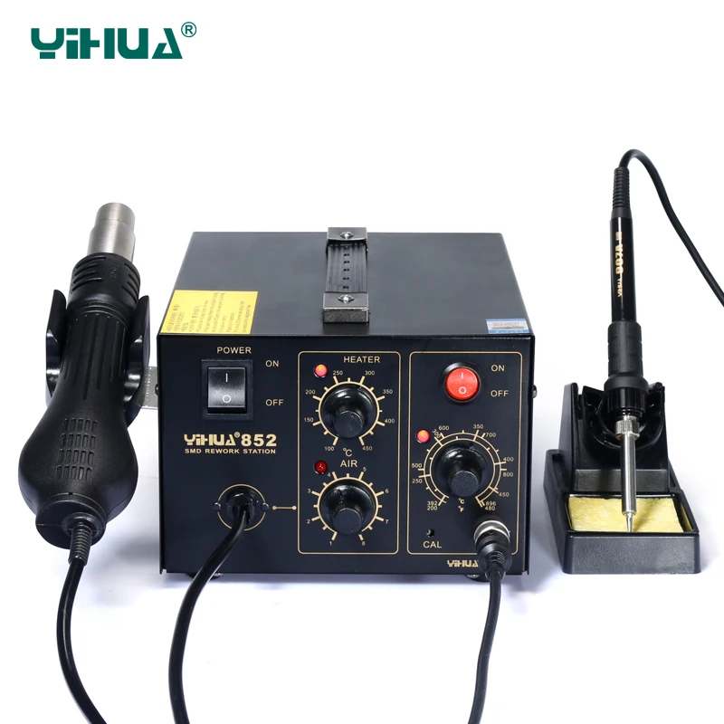 

Free shipping YIHUA 852 Brushless Fan Hot Air Heat Gun Soldering Station With Nozzles Soldering Iron Station