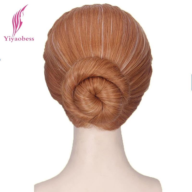 Yiyaobess corto Rubio marrón Elsa Anna Cosplay peluca Bangs con alrededor de la cabeza látigo pelucas de pelo sintético resistente al calor para mujer