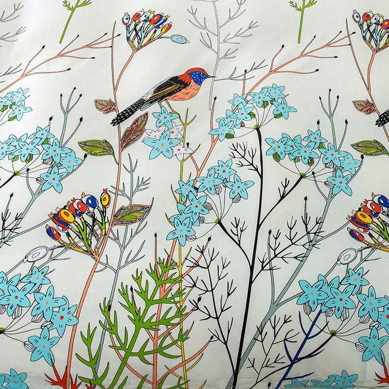  Birds floral print 3pc Sheets set twin queen king size fitted Bedsheet with elastic Band 100% Cotto