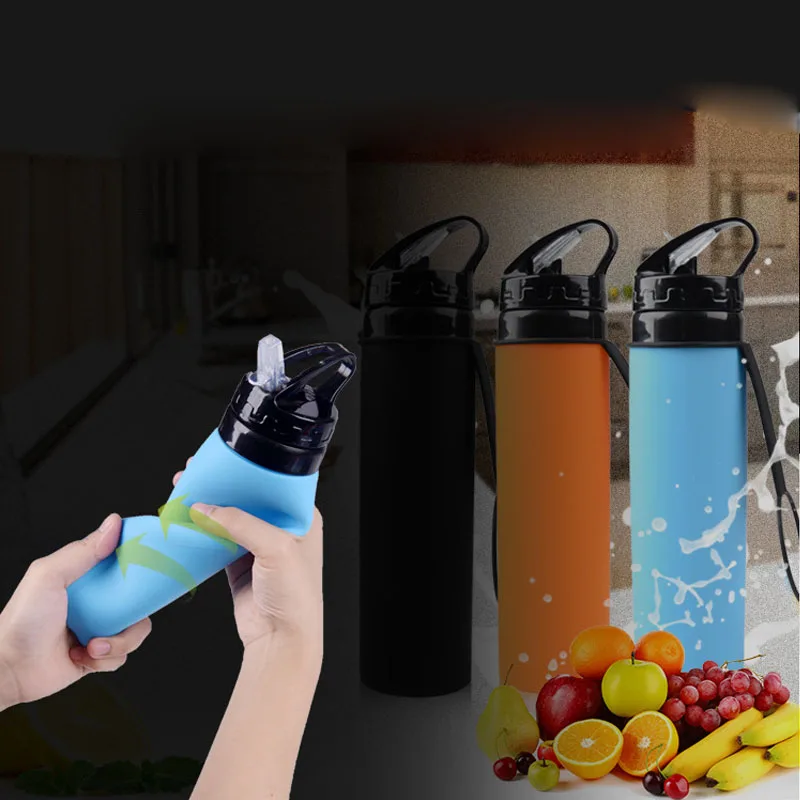 Складная бутылка для воды портативный BPA Free герметичный легкий силиконовый