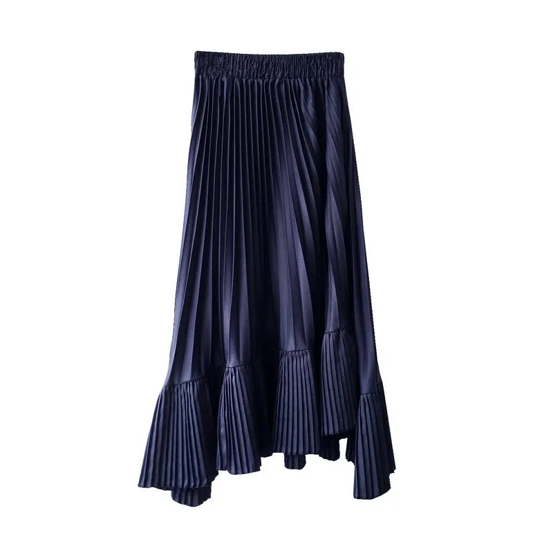 

2019 High Waist Vintage Women Summer Pleated Skirt Irregular Women White Skirt Faldas Jupe Femme Women Chiffon Skirt Saia