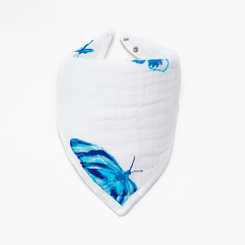 Muslinlife 6-слойное бальное платье из Треугольники нагрудники банданы для младенцев, новорожденных нагрудники из мягкого бамбукового волокна и хлопка для детей Одежда для мальчиков и полотенце для девочек - Цвет: blue butterfly