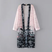 2017 Fashion Summer Animal Print Sun protection Long Style Kimono Cardigan Long Sleeve Sun Shirt Women Clothing Outerwear Tops