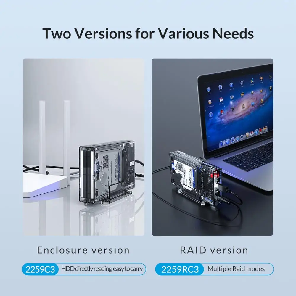  ORICO 25 zoll Festplatte Gehäuse mit RAID PM 0 1 SPANNE Transparent Externe SSD Box SATA3.0 HDD Fal
