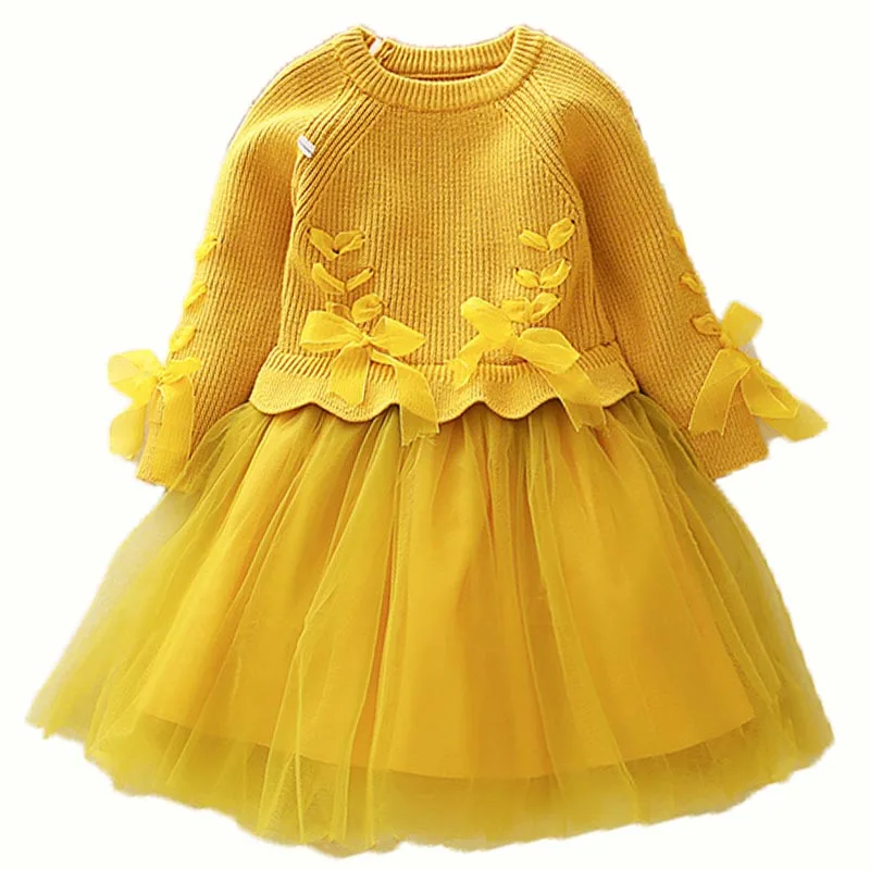 

2-8Years old 2018 Autumn and winter girls Christmas party sweater new mesh cotton sweater dress girls clothes children Christmas