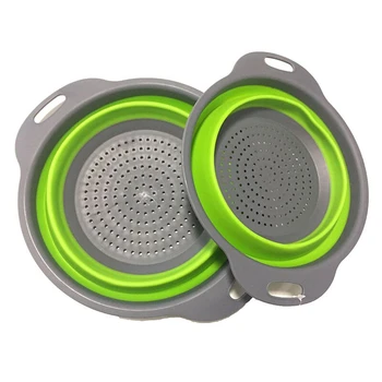 

HOT!!!Collapsible Drainage basket Silicone Colander Vegetable Fruit Basket Collapsible Colander Foldable Wash Bowls