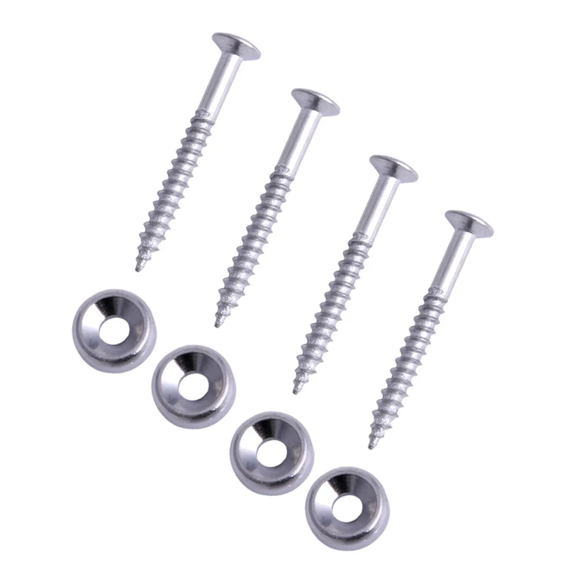 

4Pcs Guitar Bass Chrome Metal End Pin Strap Buttons locks Cushion Screws Set New