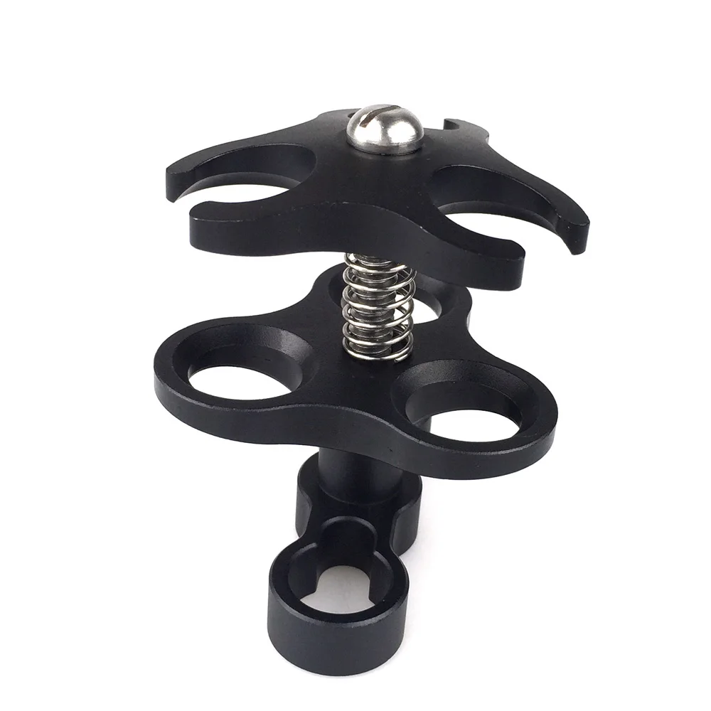 1 Inch Ball Arm Clamp 3 Hole Camera Waterproof Case Tray Ball Joint Arm System Combination Clamp Diving Flashlight Holder