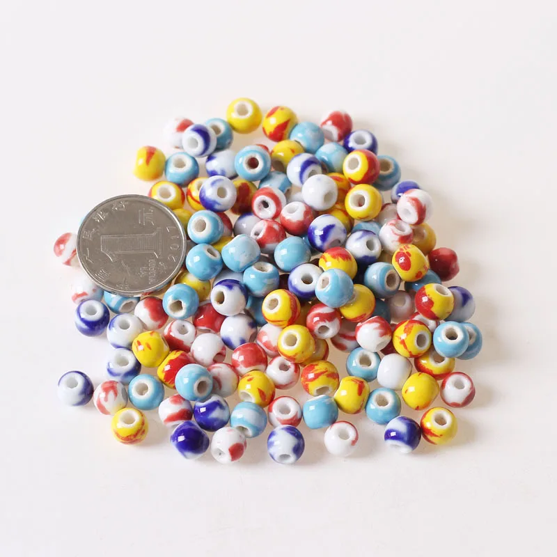 

50pcs 8mm Round Ceramic Beads Handmade Porcelain Spacer Beads DIY Hole Beads For Jewelry Making