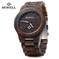 Bewell zs-w065a деревянные мужские кварцевые часы римские цифры весы водонепроницаемые деревянные мужские часы брендовые Роскошные relogio masculino