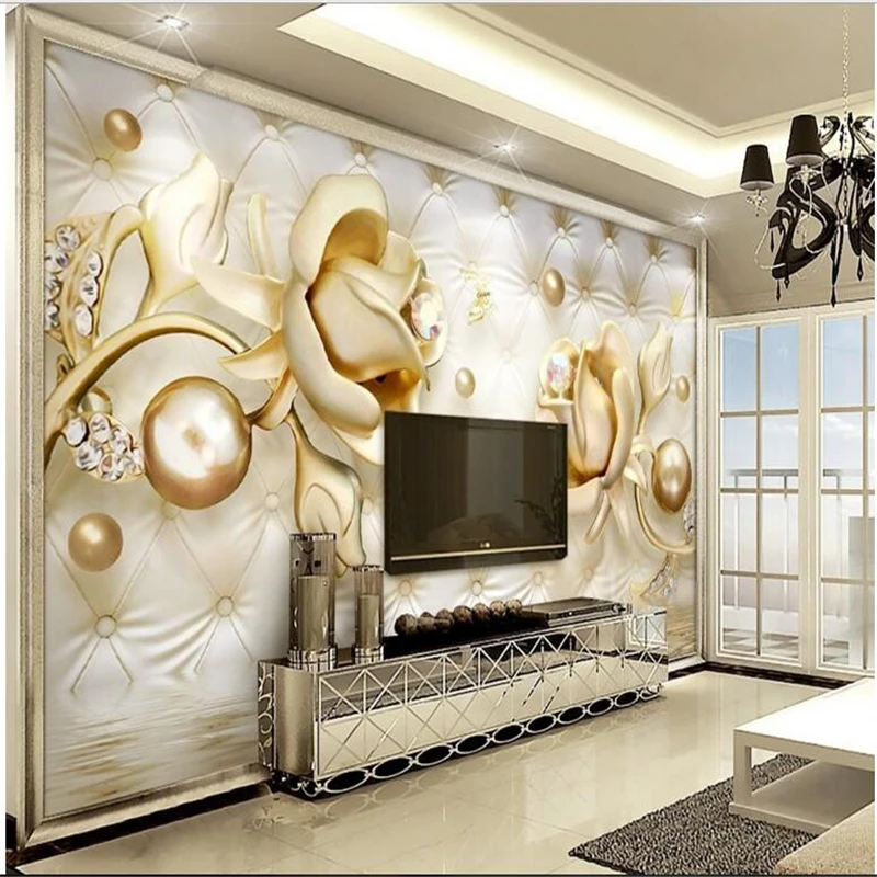 Beibehang Custom Wallpaper Large Fresco 3d Luxury Golden Rose