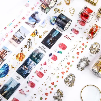 

3Pcs/set INS Vintage Foil PET Scotch Masking Tape Scrapbooking Creative DIY Journal Decorative Adhesive Tape Stationery Supplies