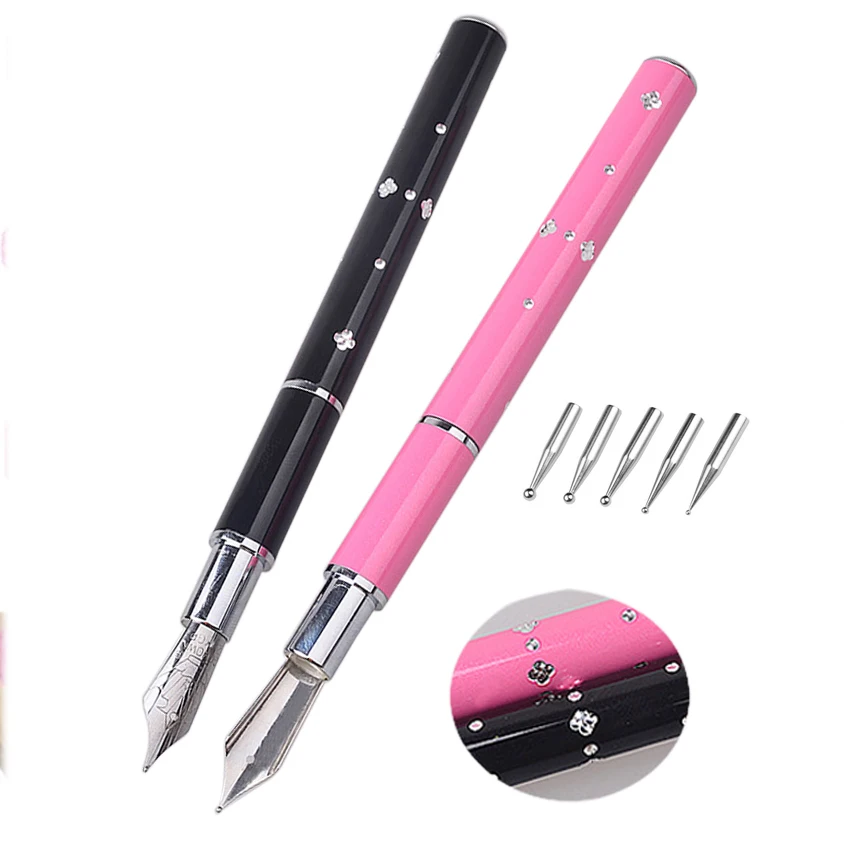 Nail Art Dotting Pen Set 2 Kits Drill Point Diamond Detachable Tool