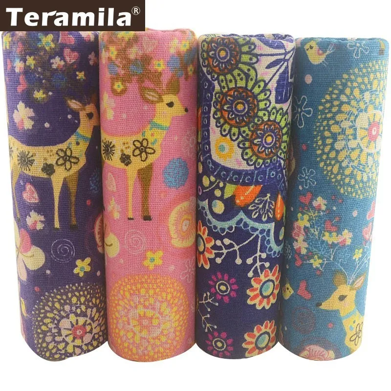 Teramila холст хлопчатобумажная льняная ткань Sika Deer Design DIY подушки занавески 4 шт. 45x45
