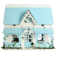 Home Decoration Crafts DIY Doll House Wooden Doll Houses Miniature DIY dollhouse Furniture Kit Villa LED Lights Gift X-009