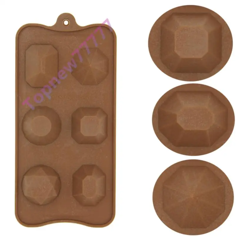 Lovely 6 Hole Precious Stone Gem Shaped Silicone Candy Chocolate Mold Pastry Baking Tray Cake