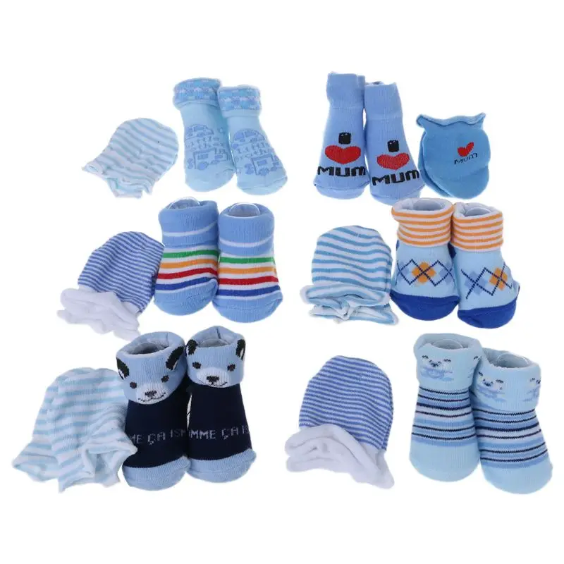 1 Set Baby Socks Gloves Prevent Scratch Face Warm Winter Autumn Soft Breathable Cartoon Cute Newborn Boys Girls Shower Gift | Детская