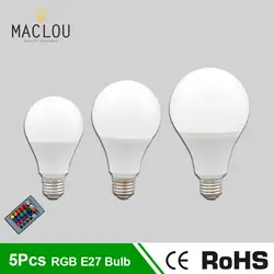 5 шт светодиодный E27 16 Цвет RGB лампы AC 85-265 V 3 W 5 W 7 W Магия Изменение светодиодные лампы ИК-пульт лампада Bombilla светодиодный Spotlight