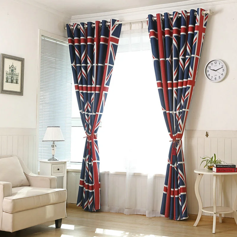 

British/England Flag Print Environmental Shading Curtain and Tulle Blackout For Living Room Bedroom Vertical Blinds Window Drape