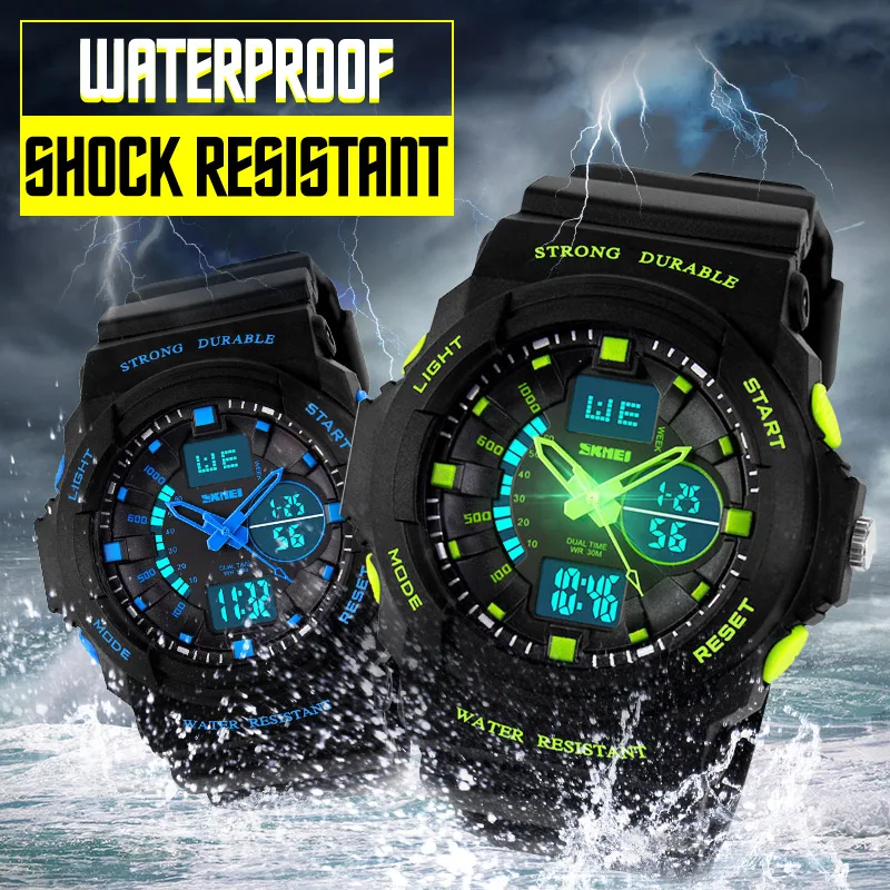 Skmei ударопрочные часы водонепроницаемые мужские и женские спортивные часы для улицы многофункциональные модные детские наручные часы для мальчиков