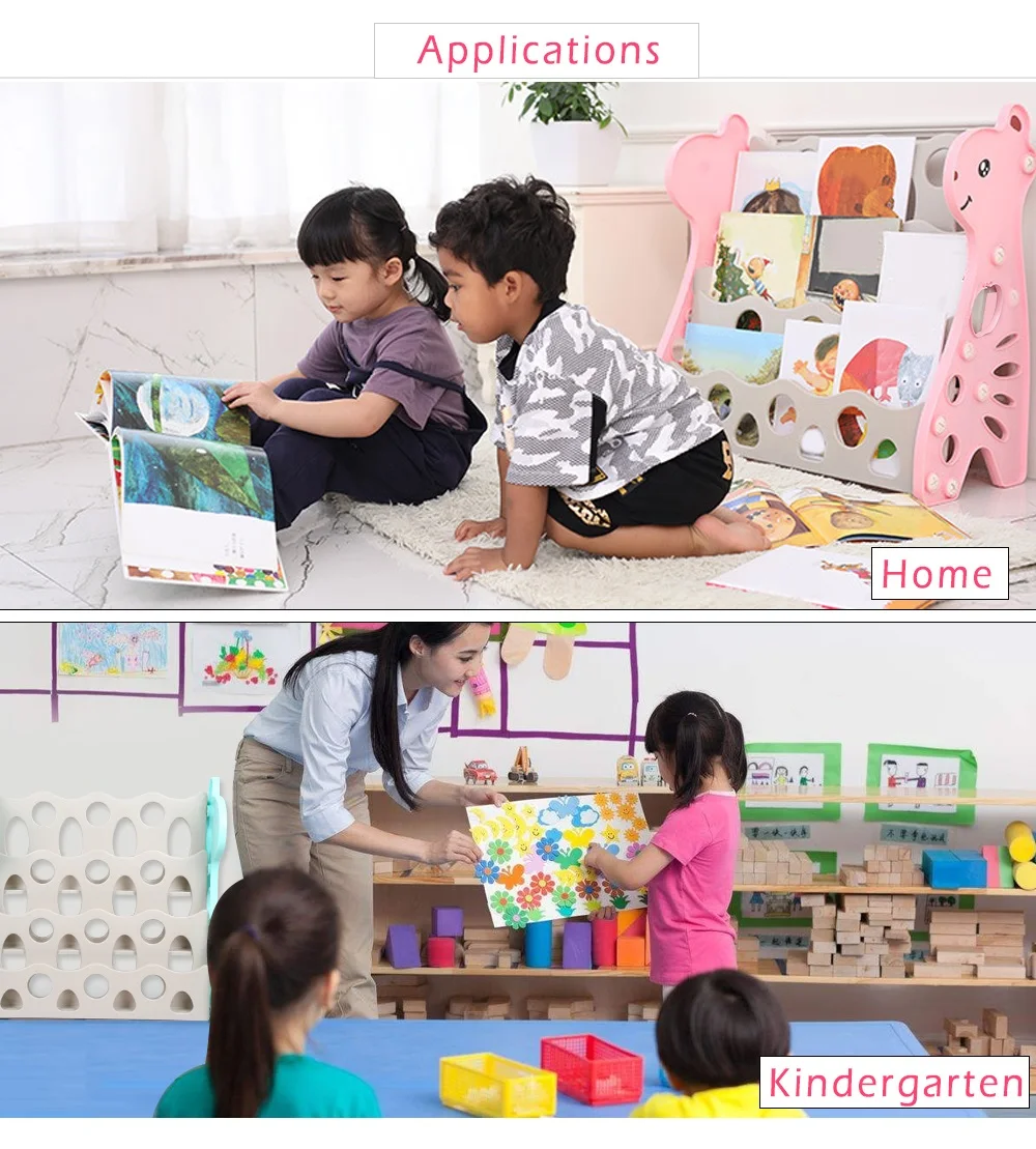 Babyyuga PE Material Kid Bookshelf Cute Cartoon Simple Bookcase for Home