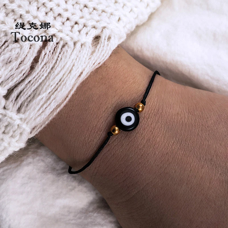 

Tocona New Fashion Simple Style Bracelets Round Shape Black Color Jewelry For Women Men Factory Price Accessories 6918
