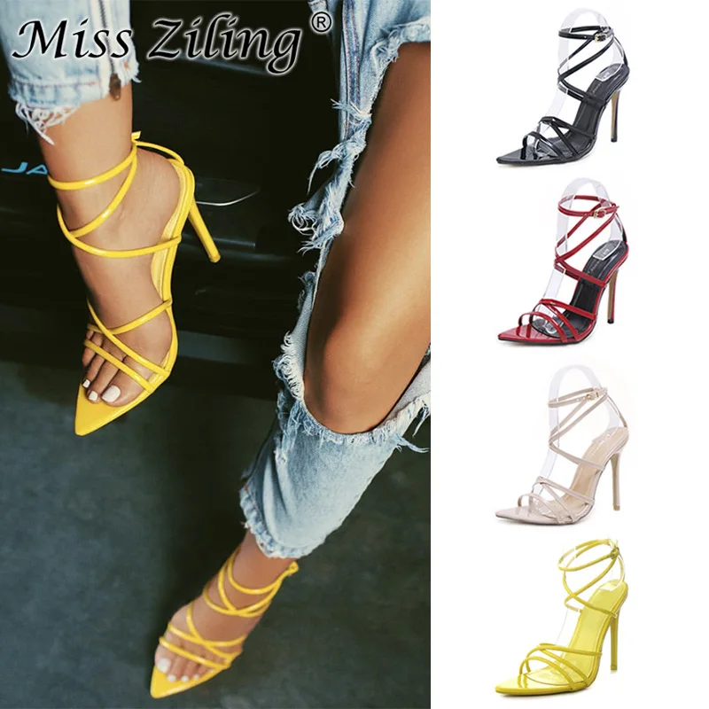 

LTARTA Women Sexy Sandals Supr High Heels Yellow Sandals Supply Sandals Pointed Stiletto Heels Size high heel sandals ZL-222-5