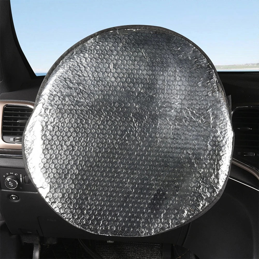 NICECNC Car Steering Wheel Sun Shade Cover Double Layer Foil Anti-Hot Reflect Sunlight