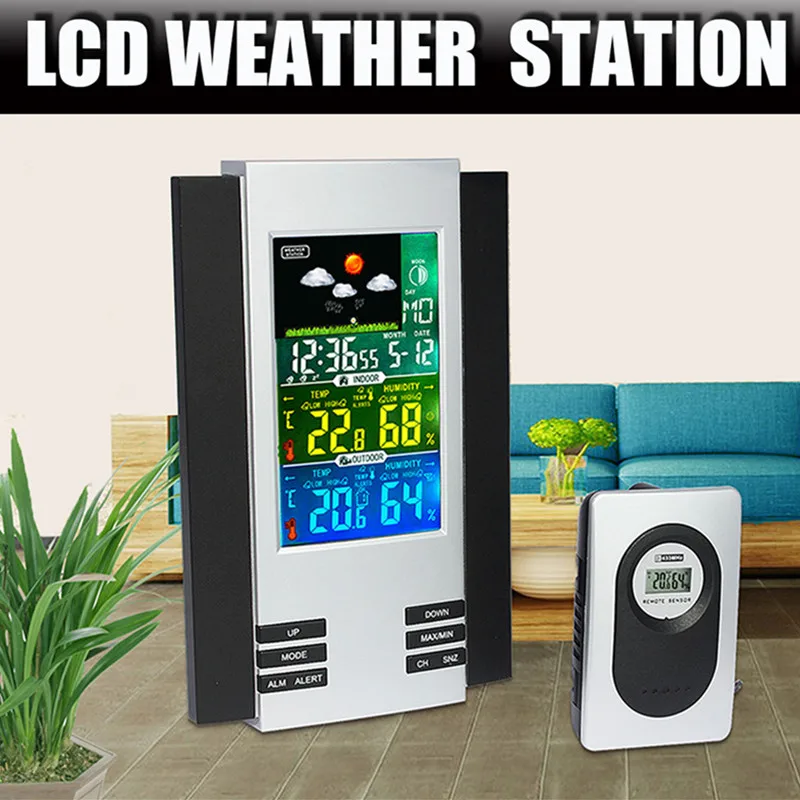 

LCD Digital Indoor Outdoor Wireless Weather Station Clock Calendar Thermometer Temperature Tester