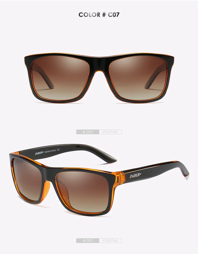 DUBERY бренд Дизайн поляризованные HD солнцезащитные очки Для мужчин Вождение оттенки мужской ретро солнцезащитные очки для Для мужчин лето зеркало площадь Óculos - Цвет линз: NO7