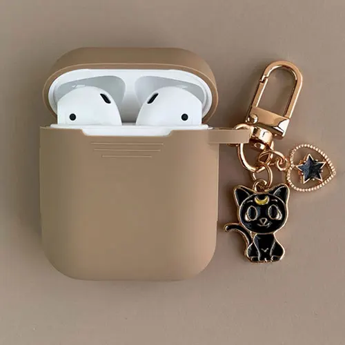 Милый Кот сердце украшения силиконовый чехол для Apple Airpods 1 2 Аксессуары Bluetooth наушники защитный чехол Коробка для наушников сумка - Цвет: Хаки