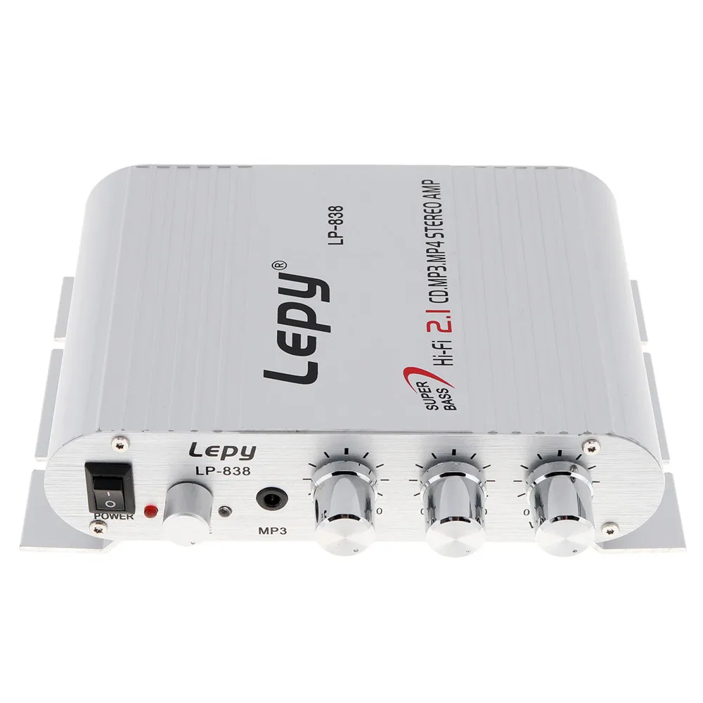 LEPY 12V Hi-Fi Digital Stereo Audio Amplifier 3 Channels Booster Radio MP3 Player Audio Auto Sound Amplifier for Car Motorcycle