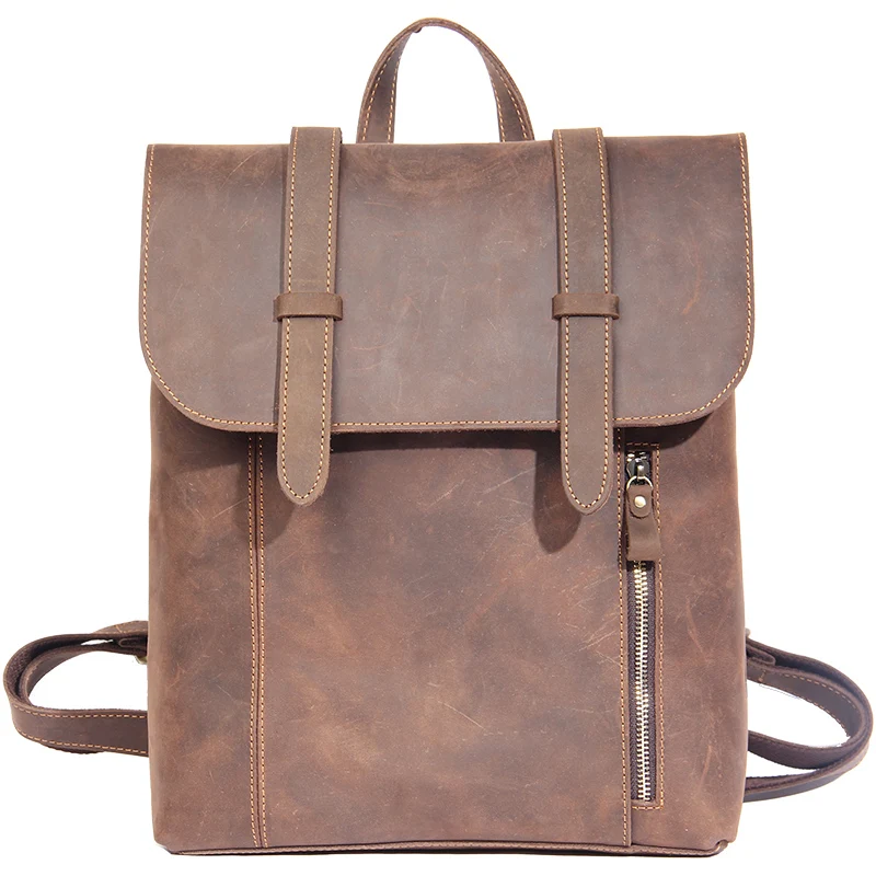 

Amasie Vintage Men Backpack Cool Back Pack Boys Real Leather Male Daily Out Door School Bag for Teenages EGT0114