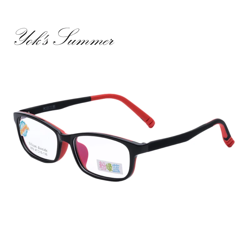 C3 Black Red Frame YOK'S прямоугольник Дети TR90 силиконовые оптические очки рамки ребенок студент двойной слой рецепт Amblyopia близорукость очки C1280 - Цвет оправы: C3 Black Red Frame