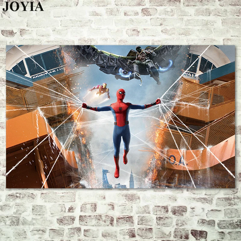 

Spider Man Homecoming Poster Marvel Hero Movie Canvas Prints Fabric Wall Art Picture