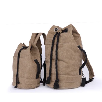 

New 2019 Men Drawstring Large Capacity Canvas Mountaineer Travel Bag School Bags Bucket Tote Trip Causal Shoulder Bags an165