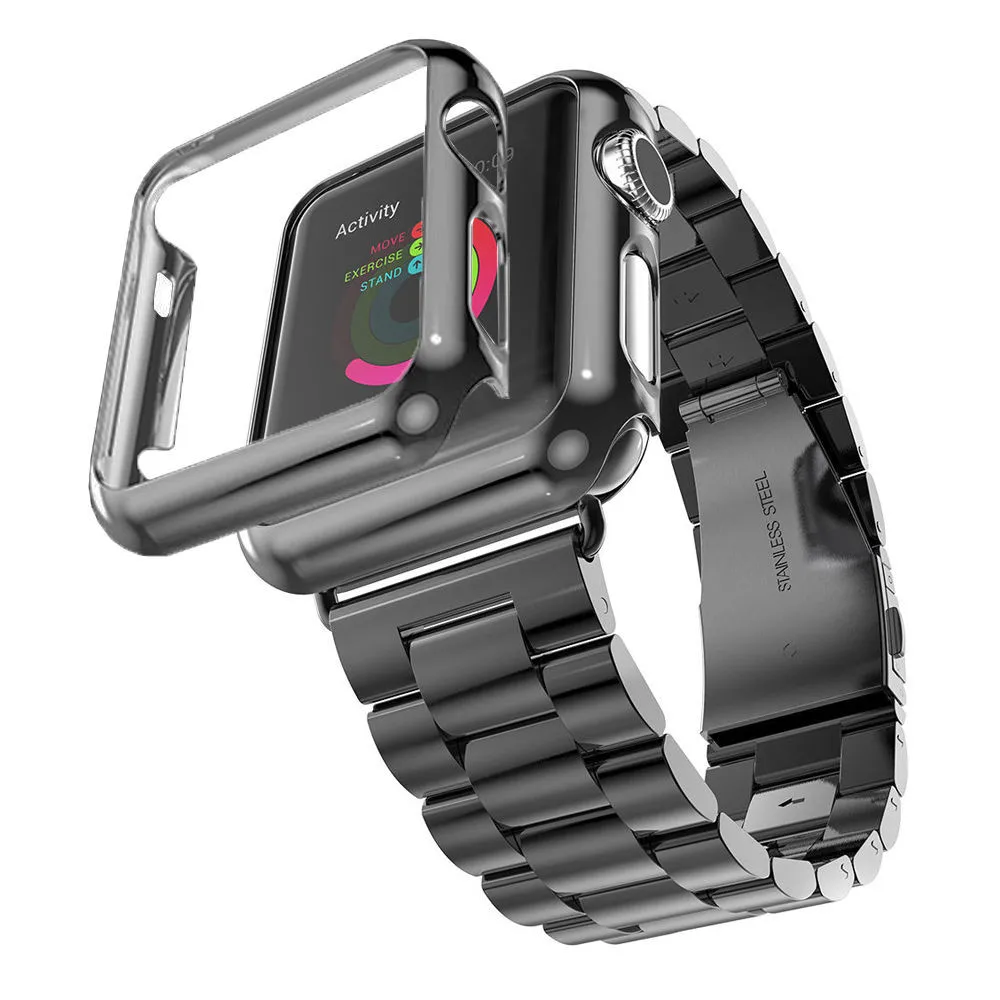 DAHASE классический Нержавеющая сталь ремешок для наручных часов Apple Watch серии 3 браслета позолоченный чехол бампер чехол для серии 2, ремешок для наручных часов; 42/38 мм