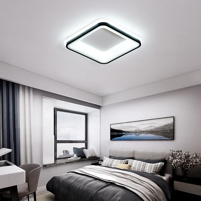 Современная светодиодная люстра 45x45 см для гостиной, спальни, кабинета, белого+ черного цвета, Потолочная люстра, светильники