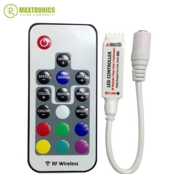 

DC 5V-24V 12A 17key mini RF wireless RGB LED strip remote Controller for 3528 5050 RGB LED Strip Lights Free shipping