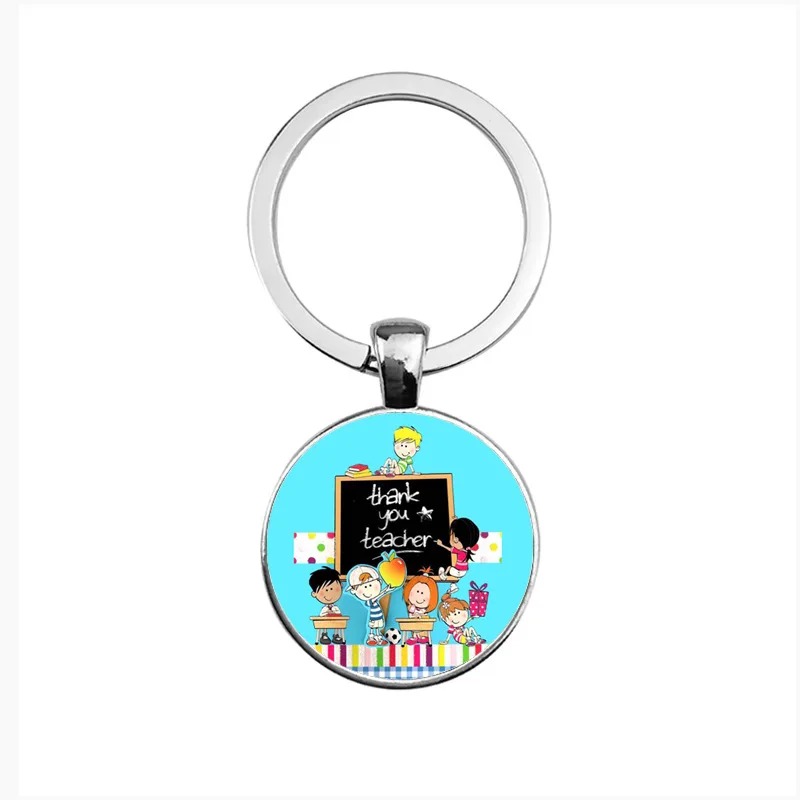 

Teachers Appreciation Keychain Round Charm Love Thank You Teacher Key Ring Chain Key Keychain Teacher's Day Gifts Gift