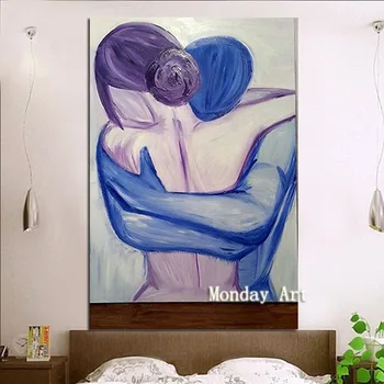 

fashion art hand painted modern nude painting colorful naked lovers oil painting on canvas back of girl home decoration picture