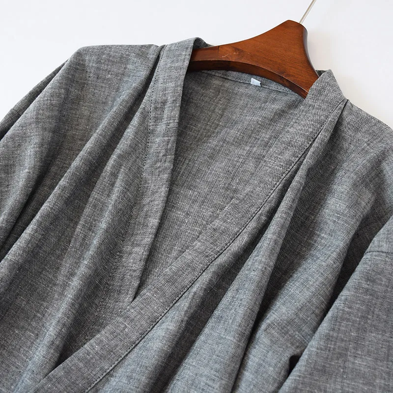 Чистый цветное кимоно халаты мужские Весенние 100% хлопок простой мужские халаты Длинные рукава SPA Повседневные платья японская одежда для
