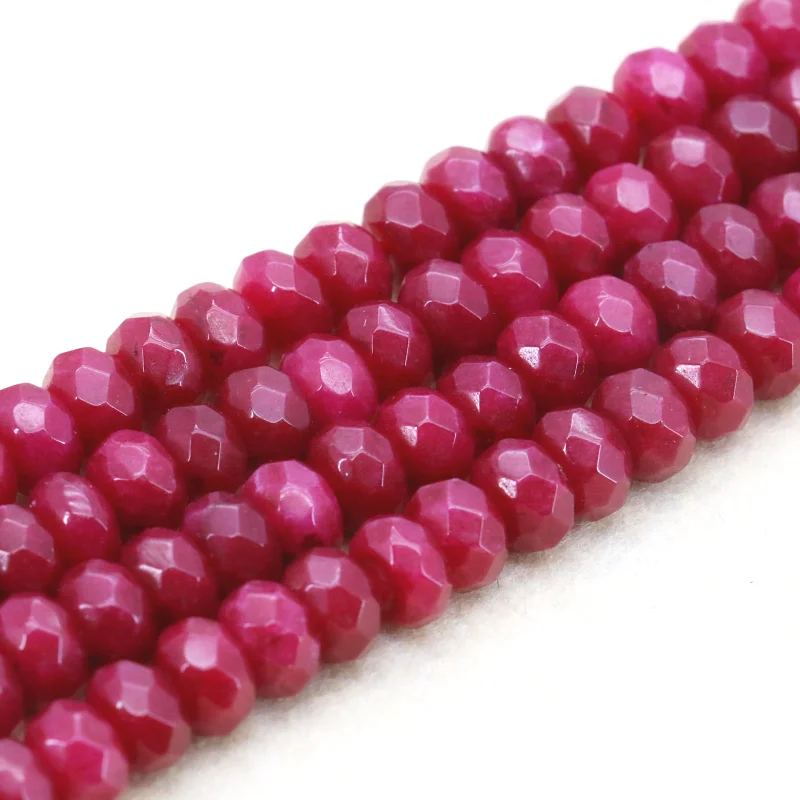 

5x8mm Faceted deep red chalcedony abacus shaped loose beads 15" 2 piece/lot DIY fit women jewelry making