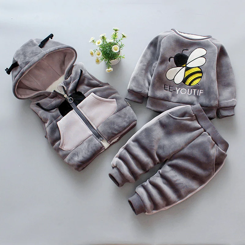

children's clothing sets winter baby boy girls sets of clothes Boy's suit Children's outerwear / coat + shirts +pant 3pcs set