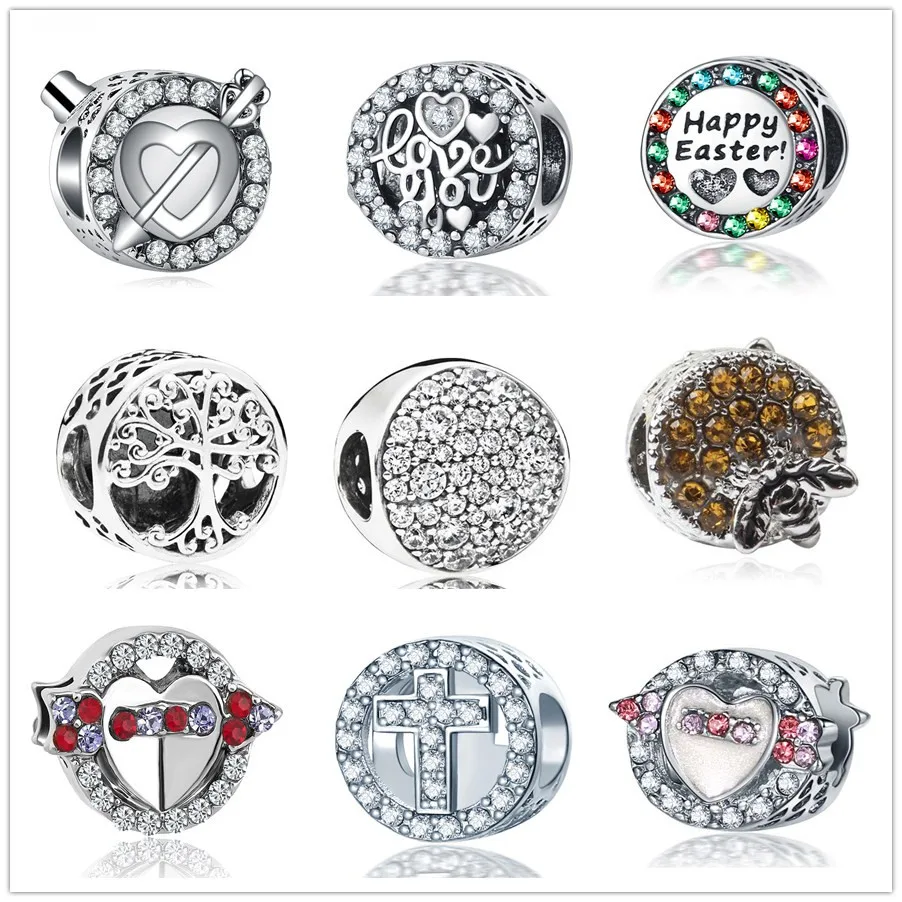 

New High Quality Heart &Arrow Shell Bee With Crystal alloy Openwork Beads Charms Fit Pandora Bracelets & Bangles DIY Jewelry