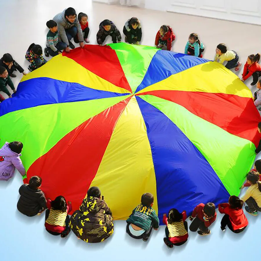 Интерактивная игрушка для пикника, кемпинга, Радужный зонтик, спортивные игрушки для улицы, прыгающий мешок, баллаут, детский парашют, детский сад, 2 м-6 м