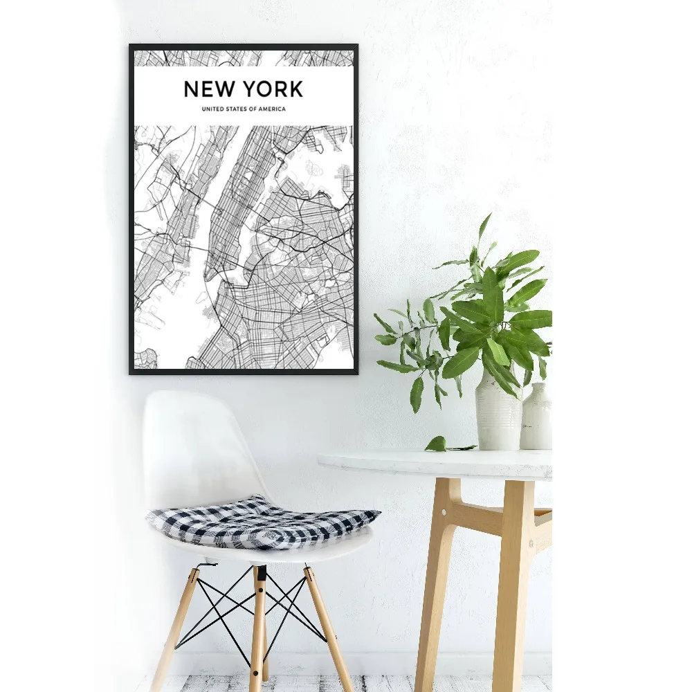 

Modern Wall Art New York City Map Canvas Painting Black White Nordic Posters Prints Pictures For Living Room Decor Home No Frame