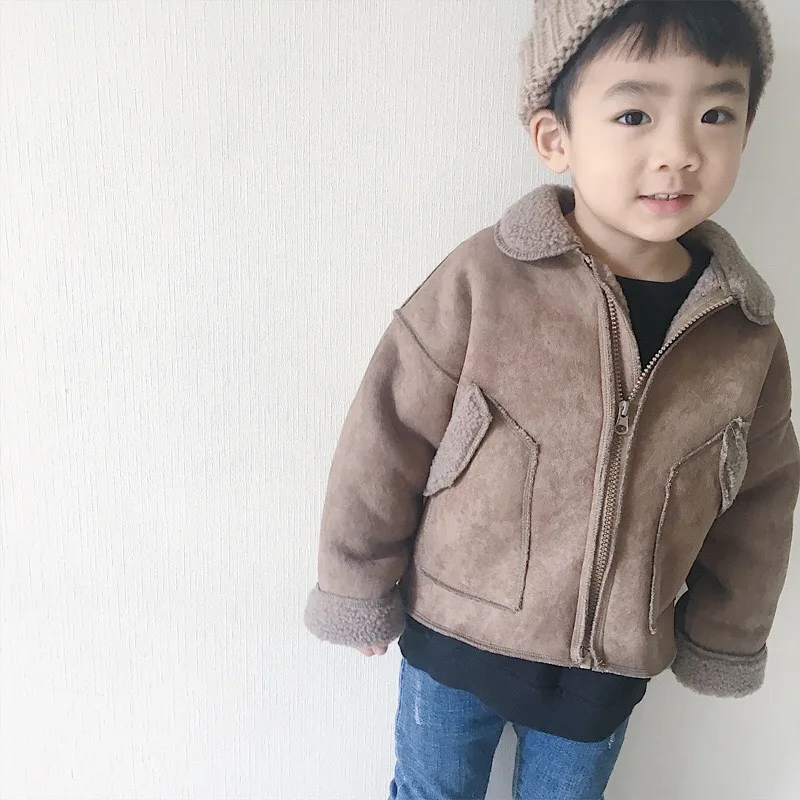 

Baby girl boy jacket turn-down collar wool children jacket boys clothing baby boy winter jacket outwear tc111701