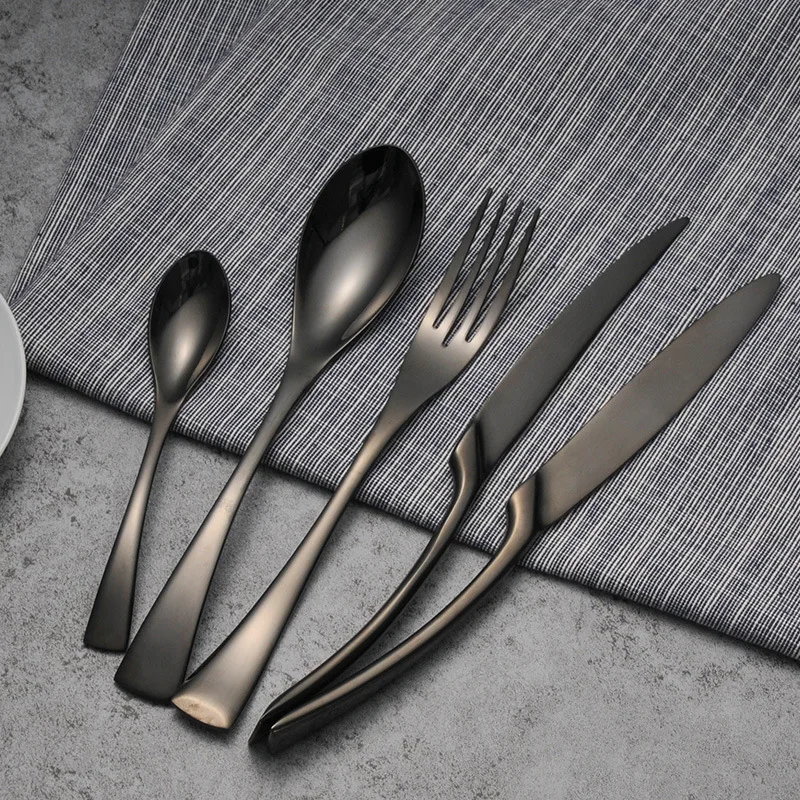

Wholesale Black Cutlery Set Stainless Steel Dinnerware Tableware Silverware Sets Dinner Knife and Fork Knives Spoons Forks